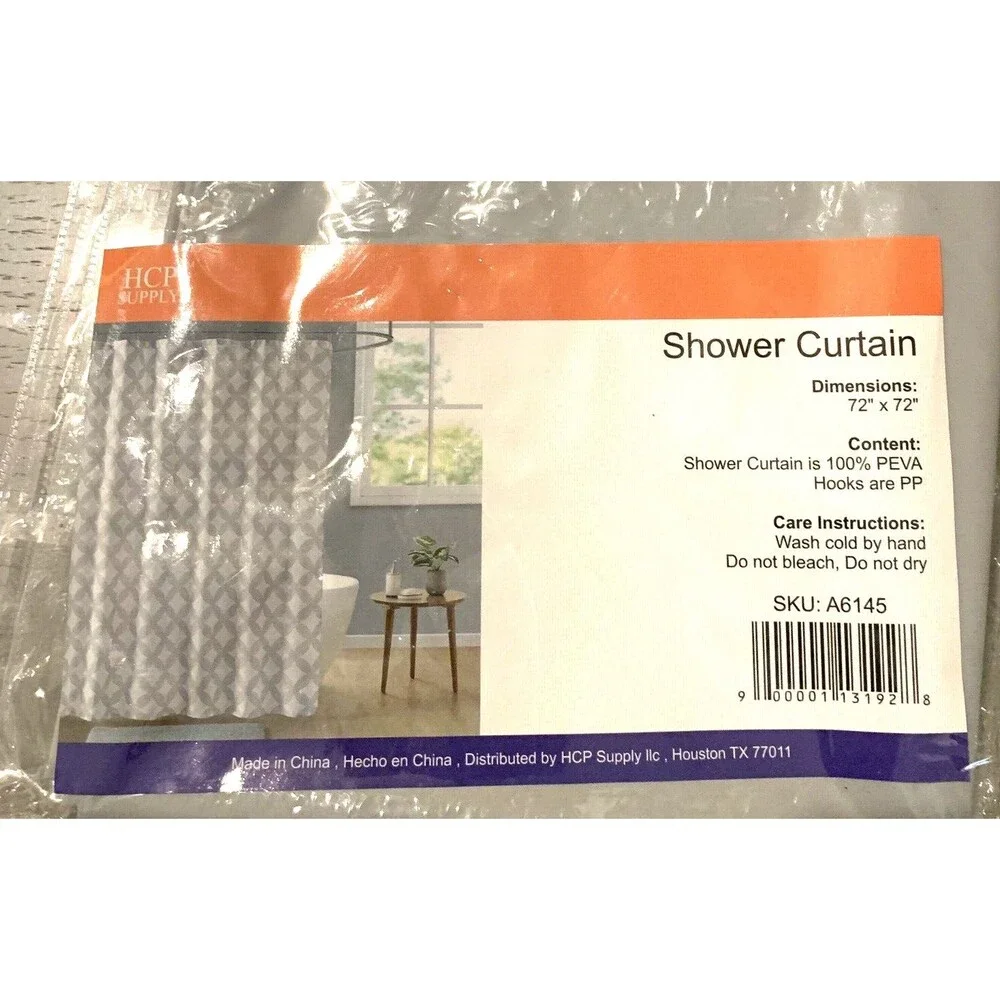 HCP Supply Shower Curtain w/Hooks 72